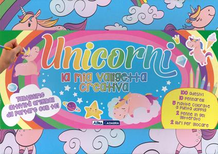 Unicorni. La mia valigetta creativa. Ediz. a colori. Con matite colorate. Con pennarelli. Con penne in gel. Con Adesivi - copertina