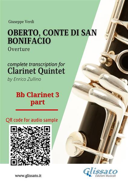 Bb Clarinet 3 part of «Oberto» for Clarinet Quintet. Overture - Giuseppe Verdi - ebook