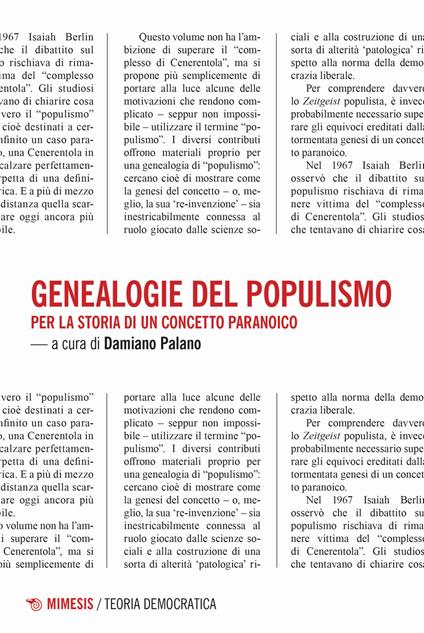 Genealogie del populismo. Per la storia di un concetto paranoico - copertina