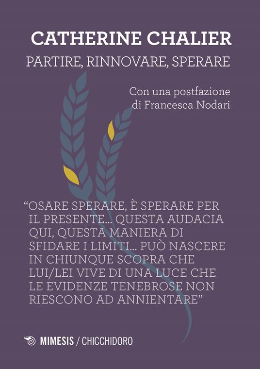 Partire, rinnovarsi, sperare - Catherine Chalier - copertina