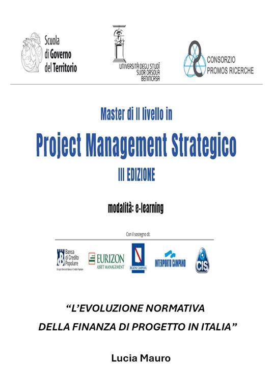 L'evoluzione normativa della finanza di progetto in Italia - Lucia Mauro - copertina