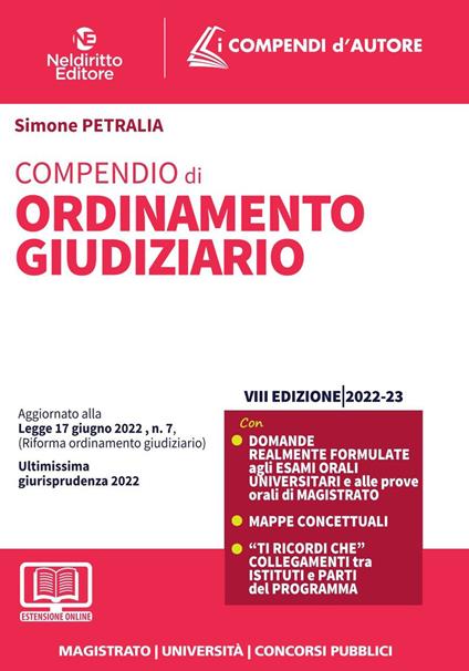 Compendio di ordinamento giudiziario - Simone Petralia - copertina