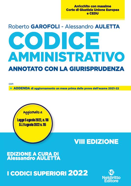 Codice amministrativo. Annotato con la giurisprudenza - Roberto Garofoli,Alessandro Auletta - copertina