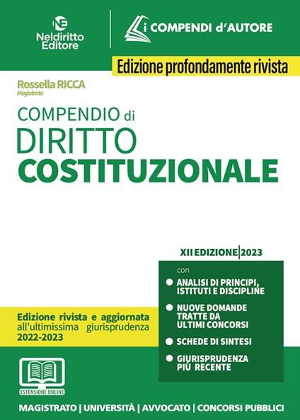 Compendio di diritto costituzionale. Con espansione online - Rossella Ricca - copertina