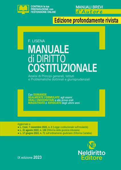 Manuale di diritto costituzionale - Floriana Lisena - copertina