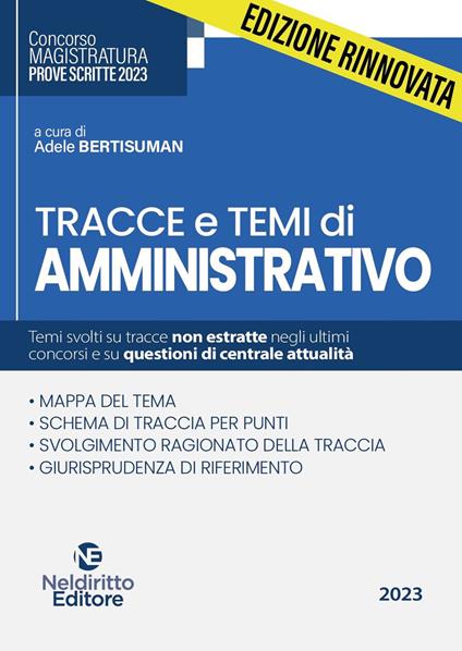 Tracce e temi di amministrativo per il concorso in magistratura 2023 - copertina