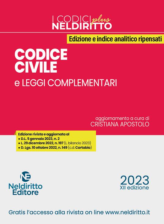 Codice civile e leggi complementari 2023 - copertina