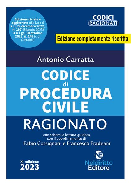 Codice di procedura civile ragionato aggiornato alla Riforma Cartabia. Nuova ediz. - Antonio Carratta - copertina