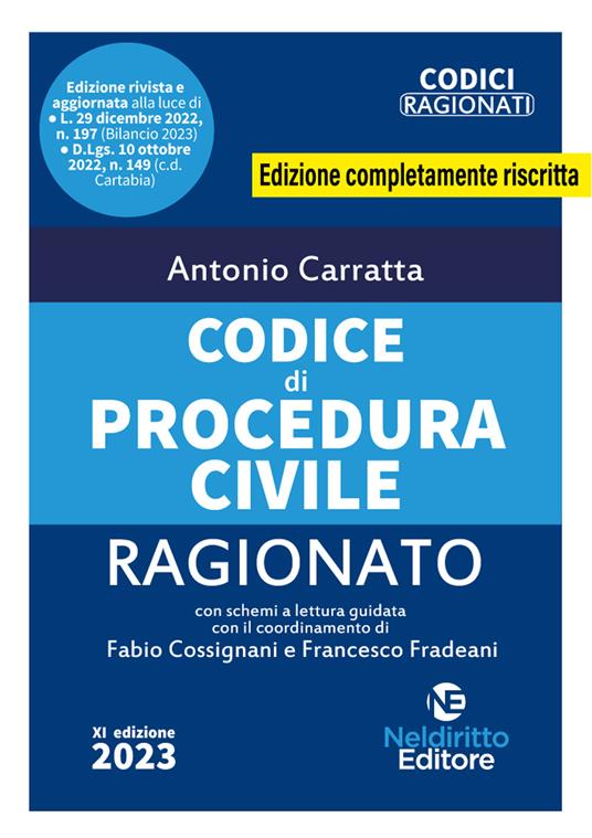 Codice di procedura civile ragionato aggiornato alla Riforma Cartabia. Nuova ediz. - Antonio Carratta - copertina