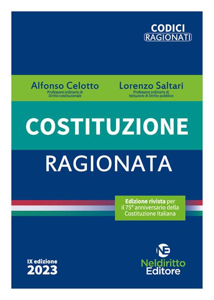 Costituzione ragionata - Alfonso Celotto,Lorenzo Saltari - copertina