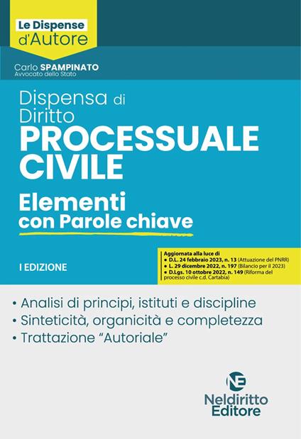 Dispensa di diritto processuale civile. Elementi con parole chiave - Carlo Spampinato - copertina