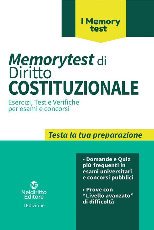 Memorytest di diritto costituzionale. Esercizi, test e verifiche per esami e concorsi - copertina