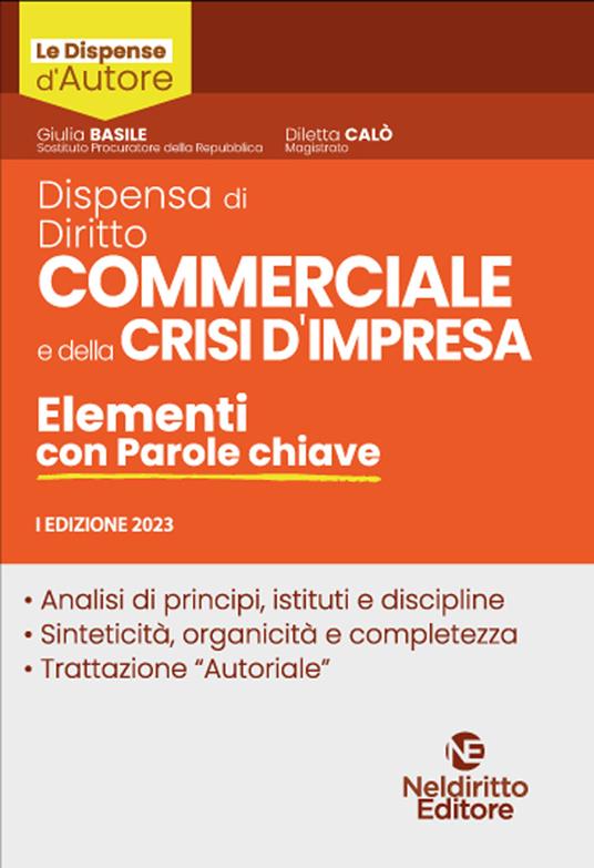 Diritto commerciale e della crisi di impresa. Elementi con parole chiave - copertina