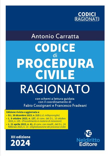 Codice di procedura civile ragionato - Antonio Carratta - copertina