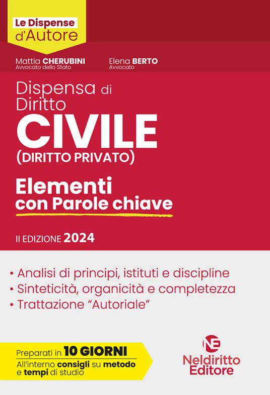 Dispensa di diritto civile (diritto privato). Elementi con parole chiave - Mattia Cherubini,Elena Berto - copertina