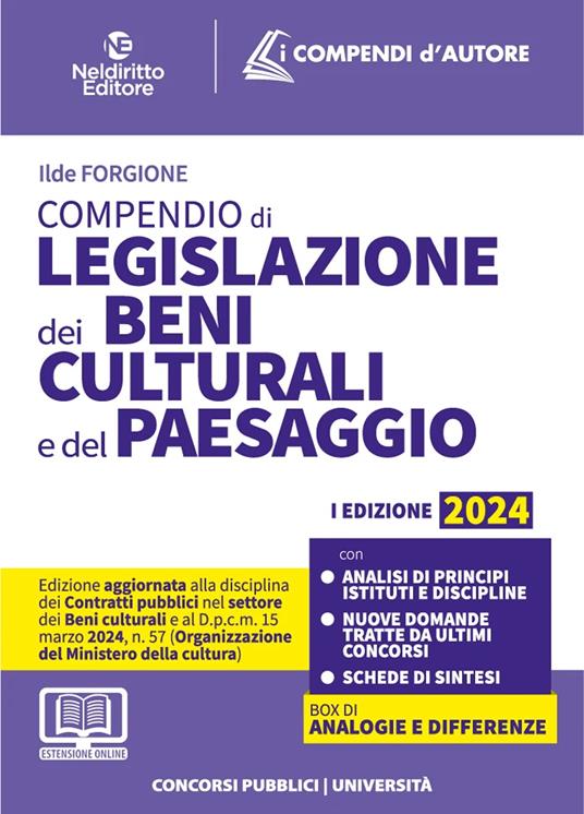 Compendio di Legislazione dei beni culturali e del paesaggio 2024 - copertina