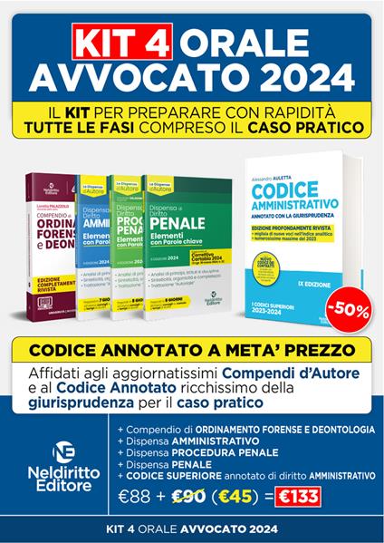 Speciale Orale Avvocato kit 3 dispense + 1 compendio + 1 codice amministrativo (Penale, Ordinamento forense + Procedura penale + Amministrativo) - Marco Tomassetti - copertina