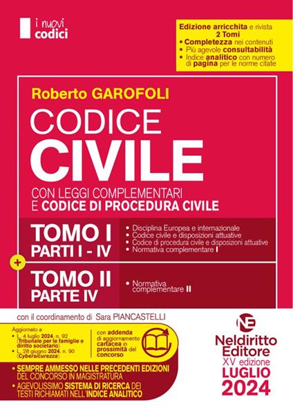 Codice civile con leggi complementari e codice di procedura civile - Roberto Garofoli - copertina