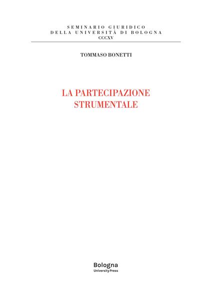 La partecipazione strumentale - Tommaso Bonetti - copertina