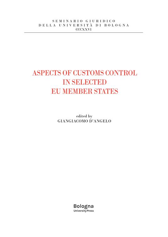 Aspects of customs control in selected eu member states - copertina