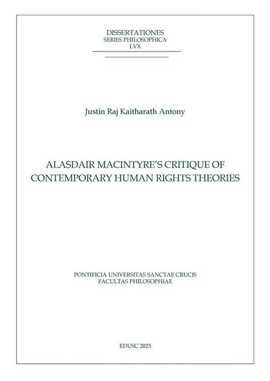 Alasdair MacIntyre’s Critique of Contemporary Human Rights Theories