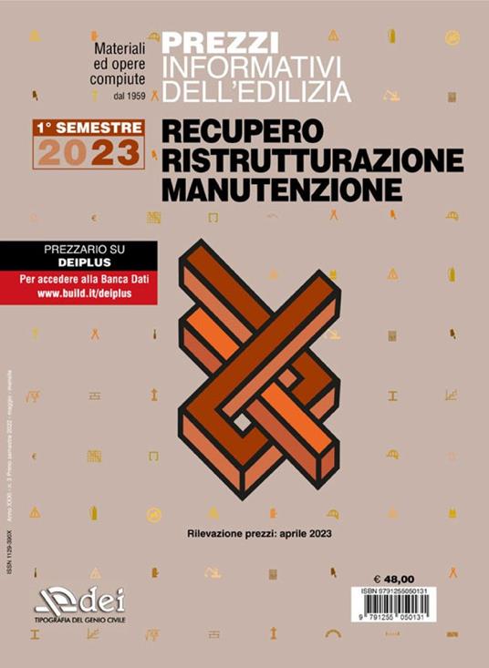 Prezzi informativi dell'edilizia. Recupero, ristrutturazione, manutenzione. 1° semestre 2023 - copertina