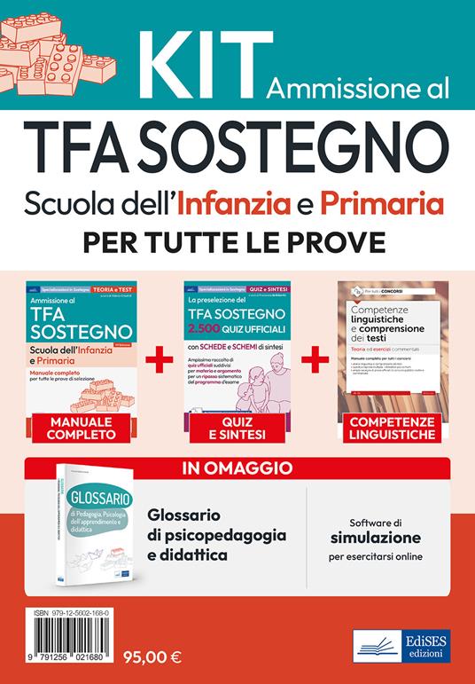 Kit di base specializzazione sostegno didattico scuola infanzia e primaria. Eserciziari + manuale + Software + Glossario. Con software di simulazione - copertina