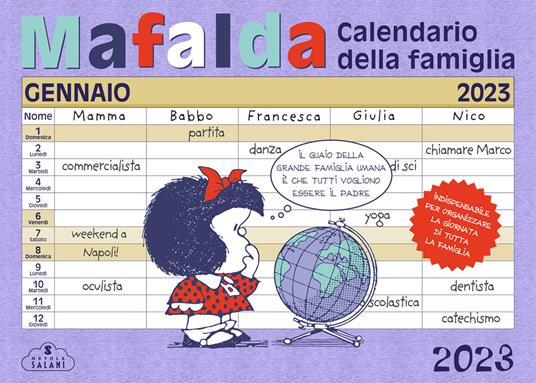 Il calendario famiglia 2022