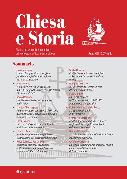 Chiesa e storia. Rivista dell’Associazione Italiana dei Professori di Storia della Chiesa (2023). Vol. 13 - copertina