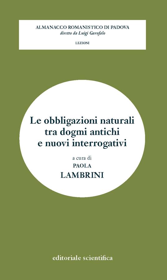 Le obbligazioni naturali tra dogmi antichi e nuovi interrogativi - copertina