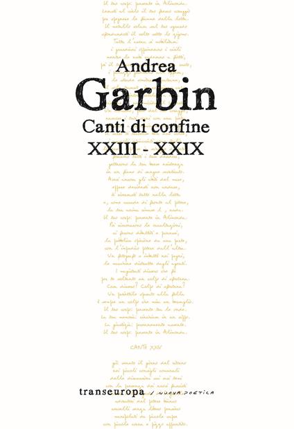 Canti di confine XXIII-XXIX - Andrea Garbin - copertina