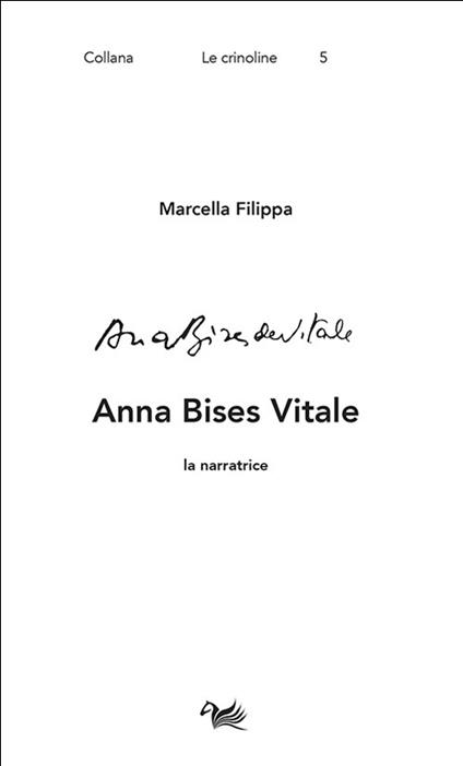 Anna Bises Vitale. La narratrice - Marcella Filippa - copertina