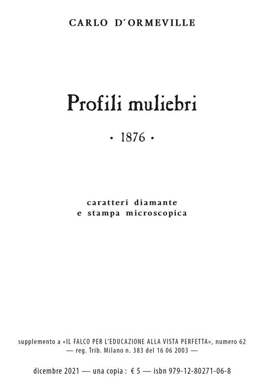 Profili muliebri. Ediz. a carattere diamante e stampa microscopica. Con audiolibro - Carlo D'Ormeville - copertina