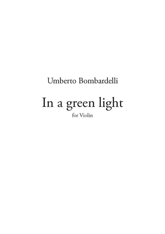 In a green light. For violin. Partitura - Umberto Bombardelli - copertina