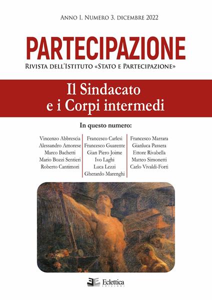 Partecipazione. Rivista dell'Istituto «Stato e Partecipazione» (2022). Vol. 3: Il sindacato e i corpi intermedi - copertina