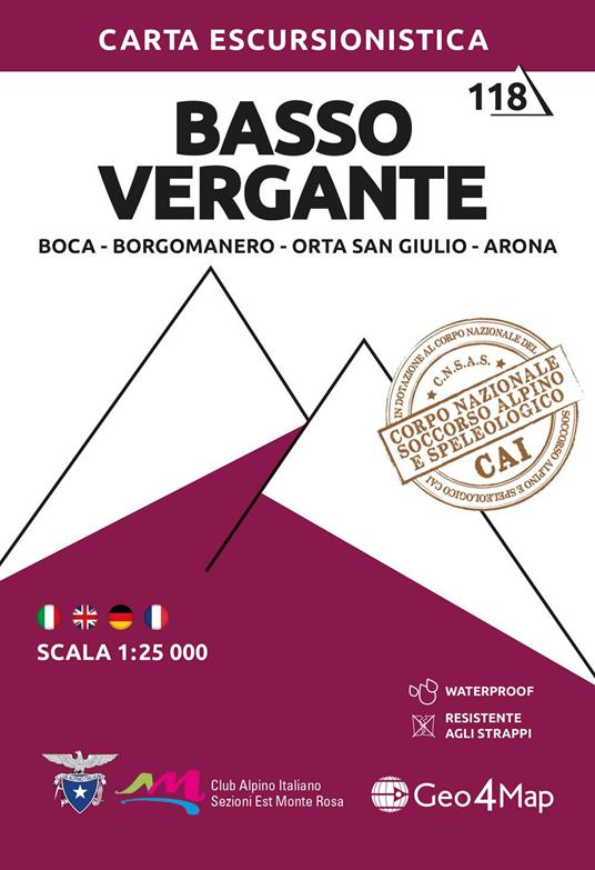Basso Vergante. Boca, Borgomanero, Orta San Giulio, Arona 1:25.000. Ediz. multilingue - copertina