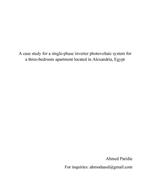 A Case Study for a Single-Phase Inverter Photovoltaic System of a Three-Bedroom Apartment Located in Alexandria, Egypt