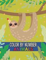 Color By Number Animals: Stress Relieving Color by Numbers Designs for Kids Relaxation