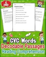 CVC Words Decodable Passages Kindergarten Reading Comprehension for K - 2nd: Enhance early literacy with engaging CVC word passages. Perfect for Kindergarten to 2nd-grade students. Improve reading comprehension effortlessly.