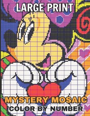 large print mystery mosaic color by number: New 50 Large Print Mystery Mosaic Coloring Book- with Fun, Easy, and Relaxing Animals, Fish, Birds.... Design.(Large Print Mystery Mosaic ) - Jokciven Book House - cover