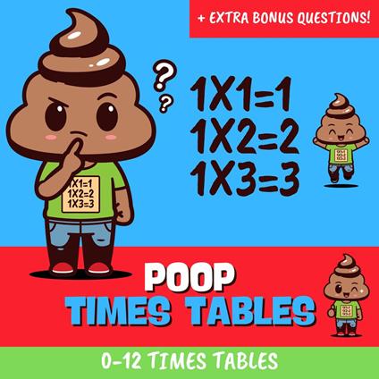 Poop Times Tables 2, 3 4 , 5, 6, 7, 8, 9, 10 11 & 12 - Learn Multiplication Facts Fast the Fun Way