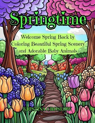 Springtime: Welcome Spring Back by Coloring Beautiful Spring Scenery and Adorable Baby Animals - Kristina Croslow - cover
