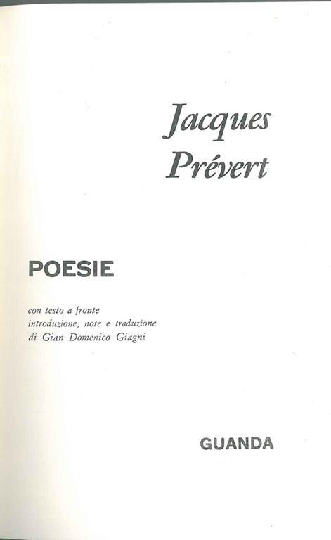 Poesie A Cura Di G D Giagni Jacques Prevert Libro Usato Guanda Collana Fenice Ibs