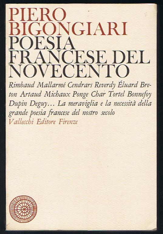 Poesia Francese Del Novecento 900 Piero Bigongiari Libro Usato Vallecchi Ibs