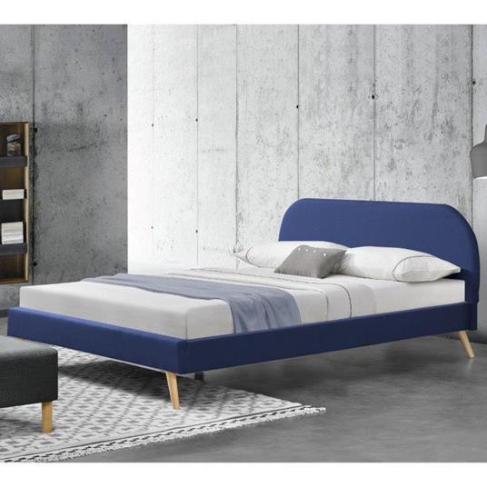 Struttura Letto Imbottito Con Testiera 160 X 200 Cm Letto Matrimoniale 2 Piazze Con Rivestimento In Tessuto Blu En Casa Casa E Cucina Ibs