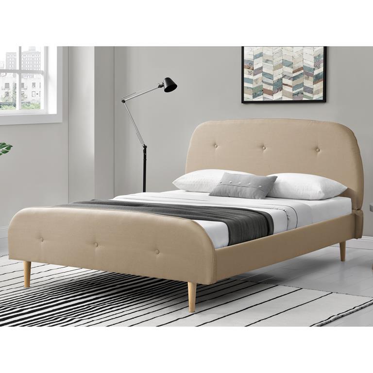 Struttura Letto Imbottito Testiera Alta E Pediera Trapuntate 140 X 200 Cm Letto Matrimoniale Francese Con Rivestimento In Tessuto Crema En Casa Casa E Cucina Ibs