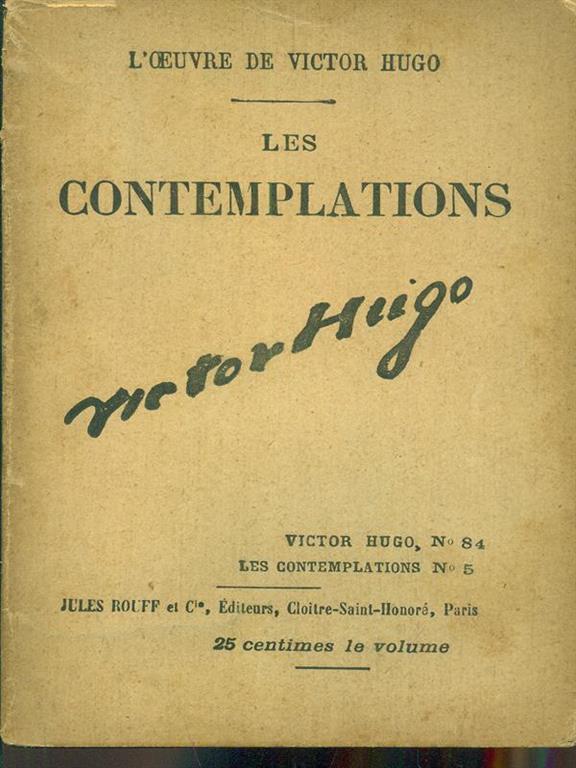 Les Contemplations Victor Hugo Libro Usato Rouff L Oeuvre De Victor Hugo Ibs