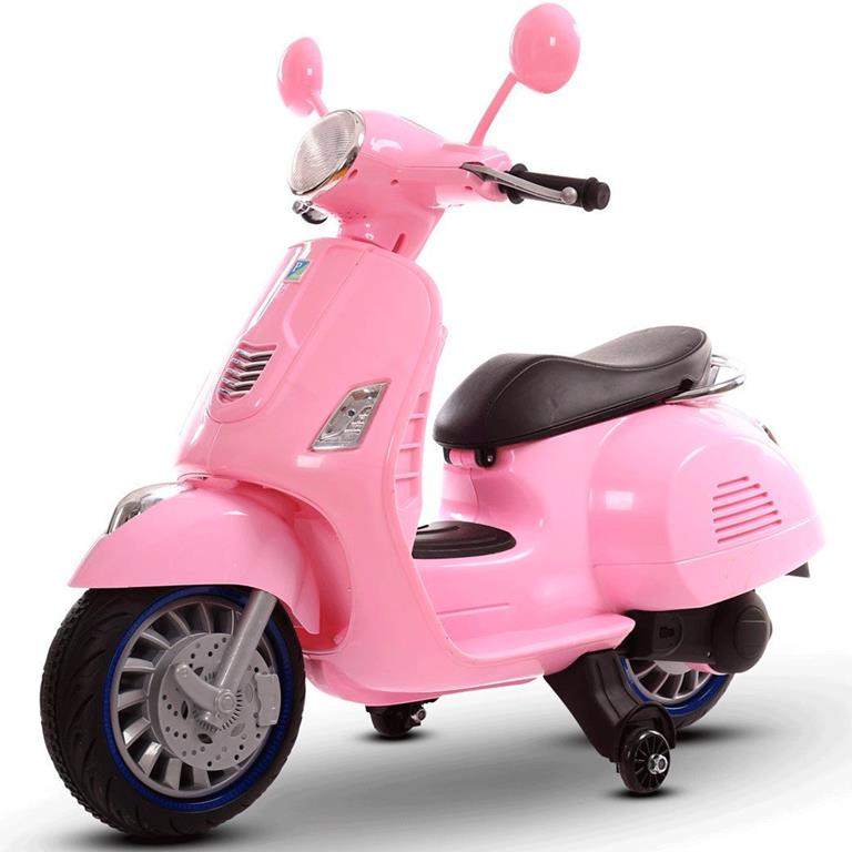 Vespa Happy Rosa Moto Scooter Elettrico Per Bambini Bambine 12v Doppia