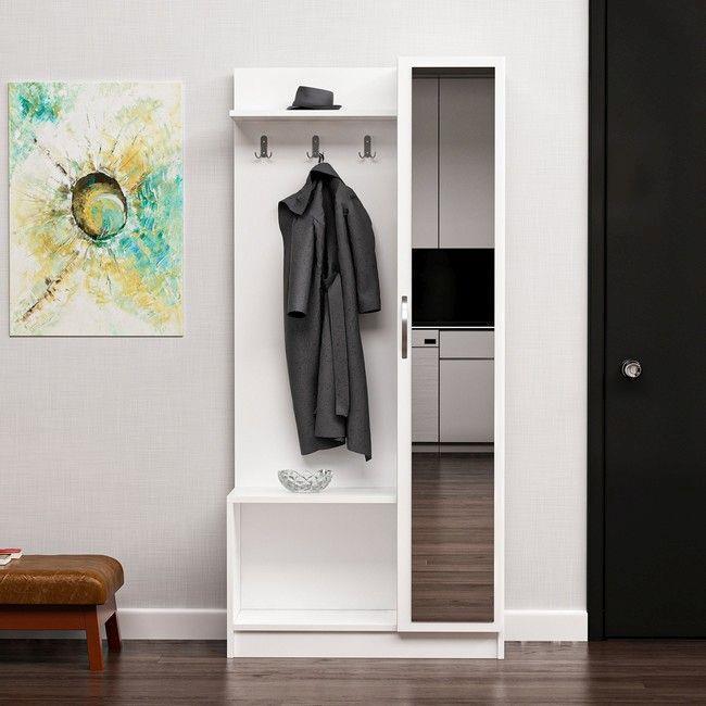 Mobile Ingresso Con Specchio.Homemania Mobile Ingresso Orion Armadio Appendiabiti Porta Scarpe Con Specchio Anta Ripiani Bianco In Legno 80 X 32 X 173 Cm Homemania Casa E Cucina Ibs