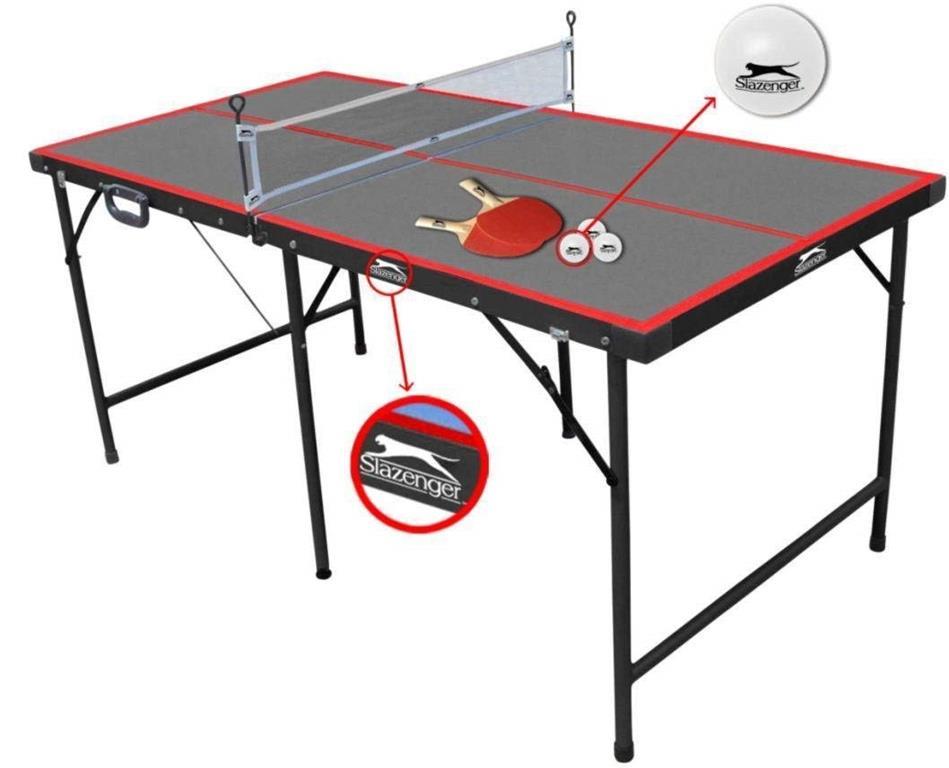 Tavolo Da Per Gioco Ping Pong Pieghevole Con Rete Palline Racchette 154x77x68 Cm